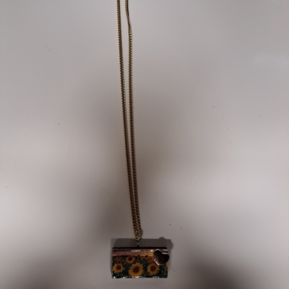 Domino Charm,reversable Sunflowers Pendant,Handmade - Picture 3 of 3